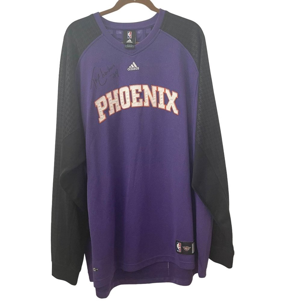 Authentic NBA Adidas Purple Suns Jersey LS T-Shirt Tom Chambers Signed, Size 2XL - Picture 3 of 9